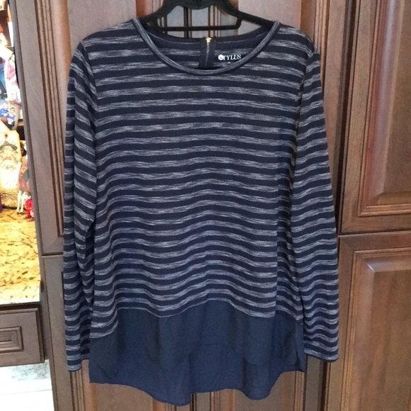 STYLUS Tops - LAST DAYS Stripe Top Sheer Bottom